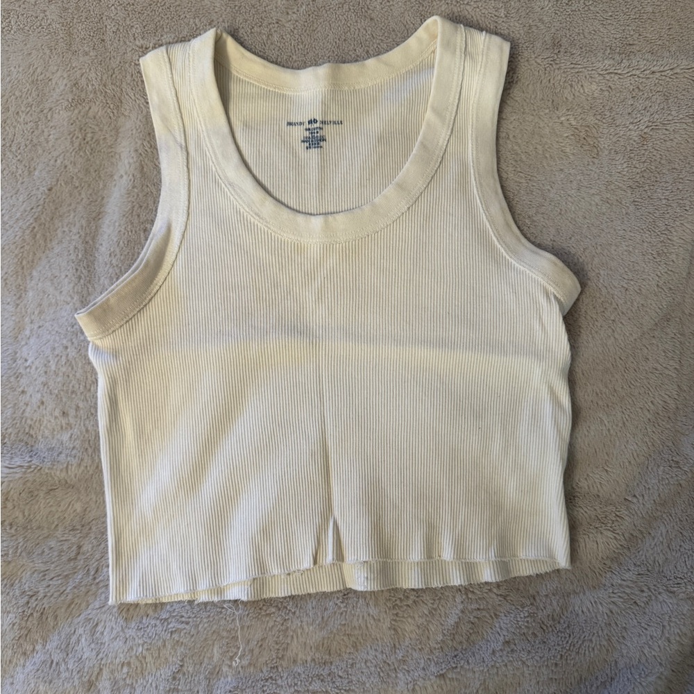 Brandy Melville Off-White Ribbed Tank